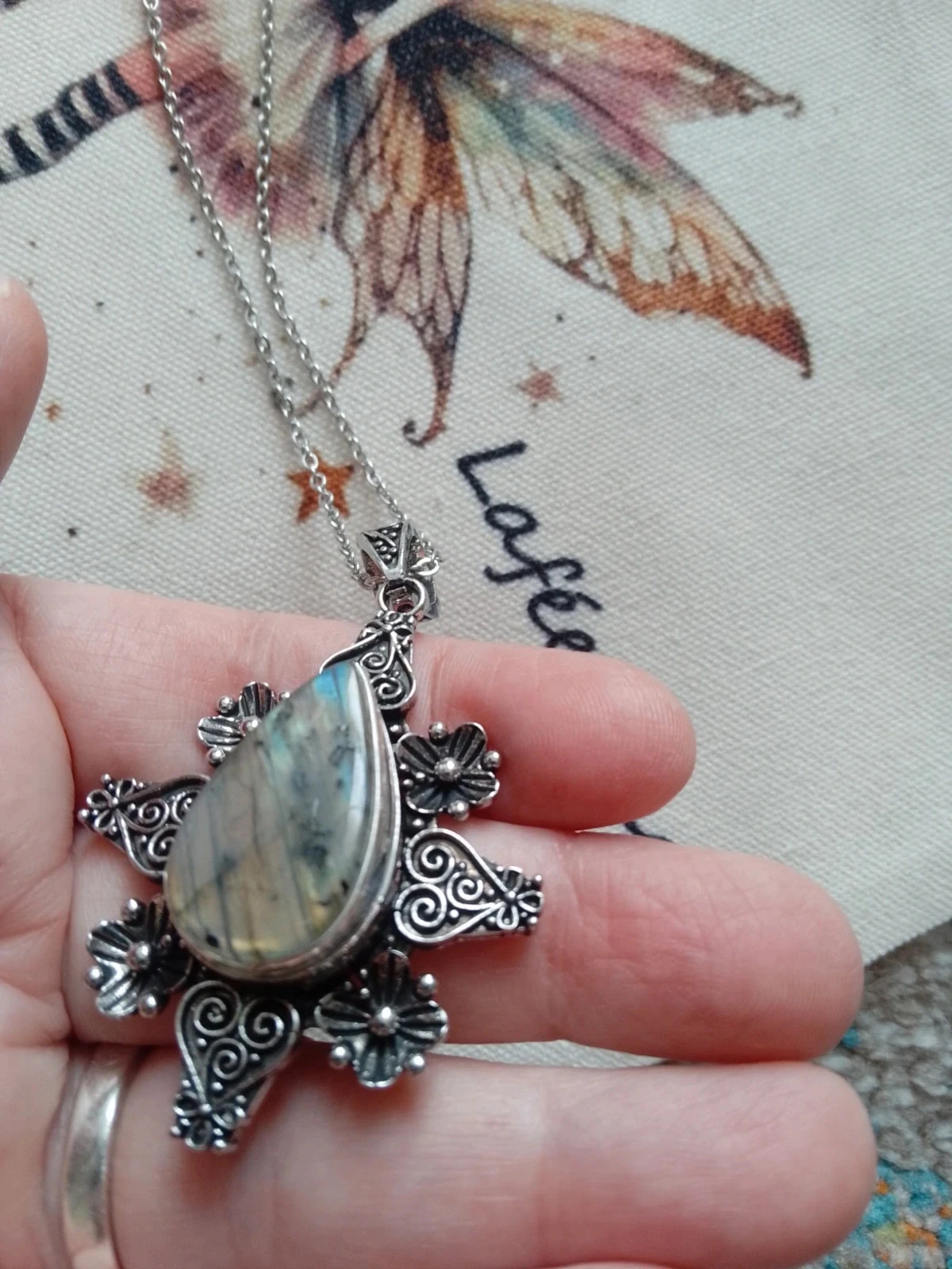 Collar bohemio de piedra de labradorita – photo 2